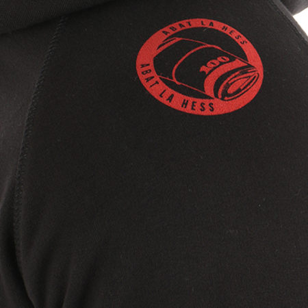 OhMonDieuSalva - Sweat Capuche Abat La Hess Logo Noir Rouge