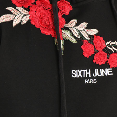 Sixth June - Sweat Capuche Avec Broderies Florales M2969VSW Noir