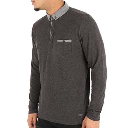 Brave Soul - Polo Manches Longues Herai Gris Anthracite