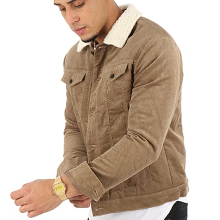 Only And Sons - Veste Col Mouton Velours Frederic Corduroy Beige