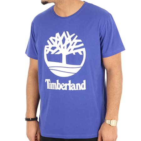 Timberland - Tee Shirt Linear Stacked Bleu Roi