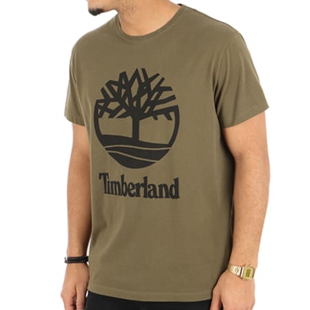 Timberland - Tee Shirt Linear Stacked Vert Kaki