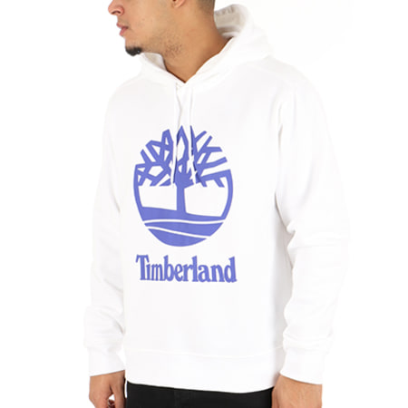 Timberland - Sweat Capuche Stacked Logo Blanc