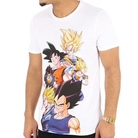 Dragon Ball Z - Tee Shirt Goku And Vegeta Transformation Blanc 