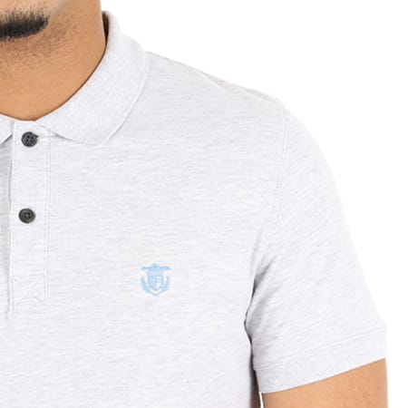 Selected - Polo Manches Courtes Haro Embroidery Gris Chiné