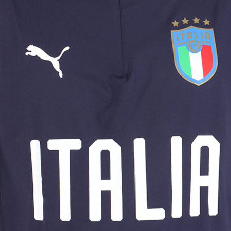 Puma - Tee Shirt Manches Longues FIGC Italia Zip Training 752318 10 Bleu Marine