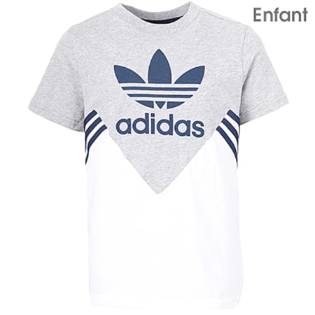 Adidas Originals - Tee Shirt Enfant FL CE1082 Gris Chiné Blanc
