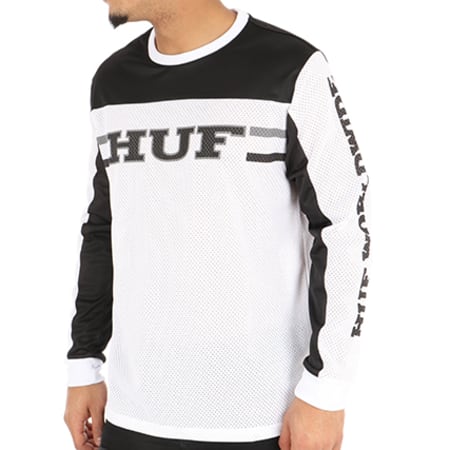 HUF - Tee Shirt Manches Longues De Sport Blackout Team Jersey Blanc Noir