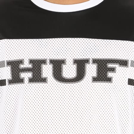 HUF - Tee Shirt Manches Longues De Sport Blackout Team Jersey Blanc Noir