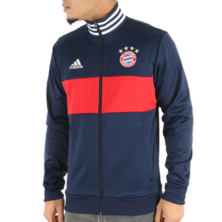 Adidas Sportswear - Veste Zippée FC Bayern Munchen 3 Stripes CF177 Bleu Marine Rouge
