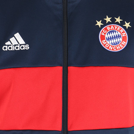 Adidas Sportswear - Veste Zippée FC Bayern Munchen 3 Stripes CF177 Bleu Marine Rouge