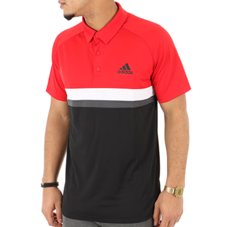 Adidas Sportswear - Polo Manches Courtes Club CB CE1421 Noir Rouge