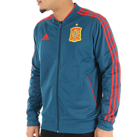 Adidas Sportswear - Veste Zippée Bandes Brodées Foot Espagne RFCF CE8830 Bleu Marine