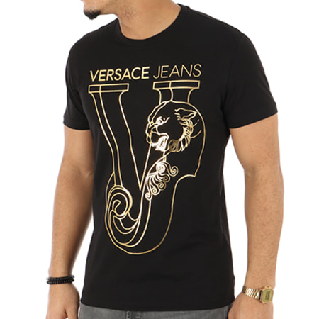 Versace Jeans Couture - Tee Shirt Print Versace J Foil Noir Doré 
