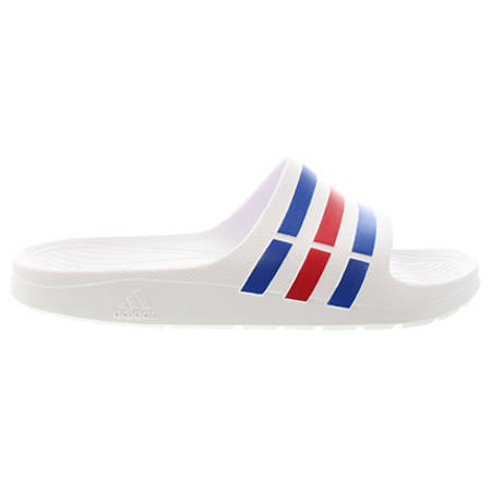 Adidas Sportswear - Claquettes Duramo Slide U43664 Blanc Bleu Marine Rouge