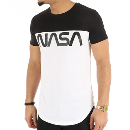 NASA - Oversize Worm Logo Camiseta Bicolor Blanco Negro