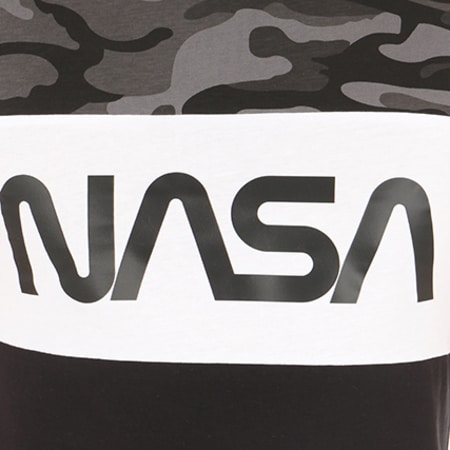 NASA - Camiseta Gusano Logo Tricolor Negro Blanco Camo