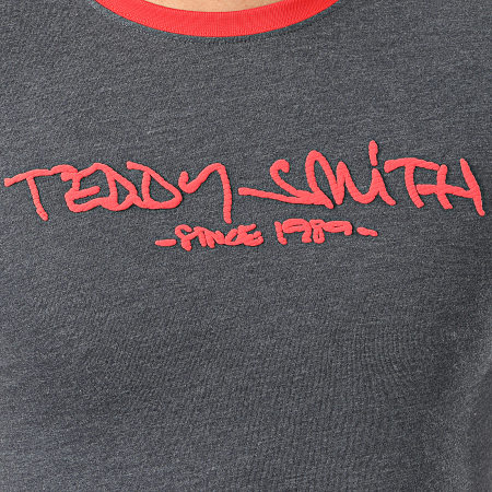 Teddy Smith - Tee Shirt Ticlass 3 Bleu Marine Chiné Rouge