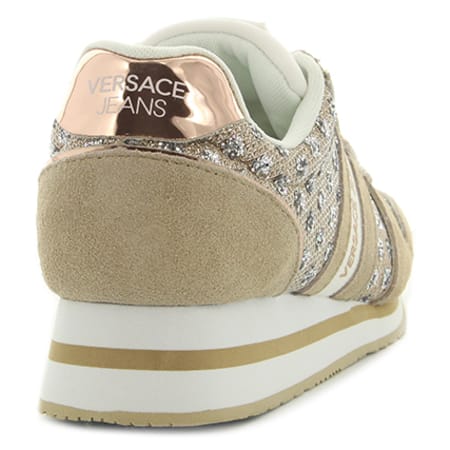 Versace Jeans Couture - Baskets Femme Linea Fondo Stella Dis 1 Suede Glitter E0VRBSA1-70028 723 Beige Blanc 