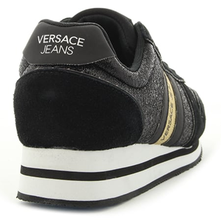 Versace Jeans Couture - Baskets Femme Linea Fondo Stella Dis 1 Suede Glitter E0VRBSA1-70027 899 Noir Doré