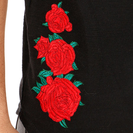 Hechbone - Tee Shirt Oversize Patchs Brodés Par Noir Floral