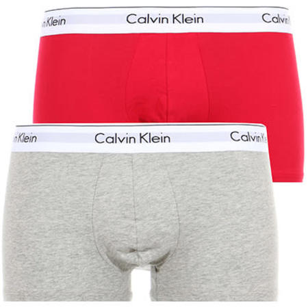 Calvin Klein - Lot De 2 Boxers NB1393A Rouge Gris Chiné