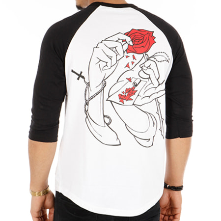 Jacker - Tee Shirt Manches Longues Oversize Holy Roses Blanc Noir Floral 