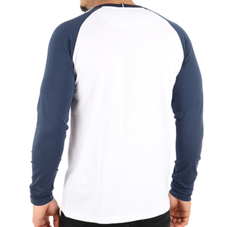 Ellesse - Tee Shirt Manches Longues Raglan Blanc Bleu Marine