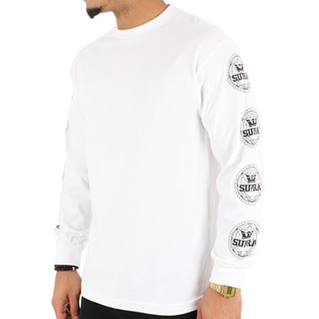 Supra - Tee shirt Manches Longues Geo 103789 Blanc Noir 