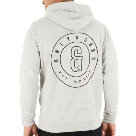 Only And Sons - Sweat Capuche Fana Logo Gris Chiné