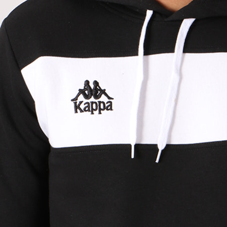 Kappa - Sweat Capuche Authentic Caldo Noir Blanc