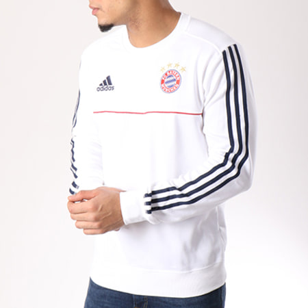 Adidas Performance - Sweat Crewneck Avec Bandes Top FC Bayern Munchen BQ4635 Blanc 