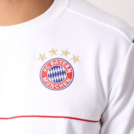 Adidas Performance - Sweat Crewneck Avec Bandes Top FC Bayern Munchen BQ4635 Blanc 