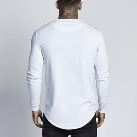 SikSilk - Tee Shirt Manches Longues Oversize Gym 13083 Blanc Doré