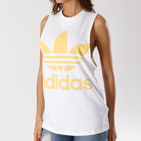 Adidas Originals - Débardeur Femme Trefoil CE5582 Blanc Jaune