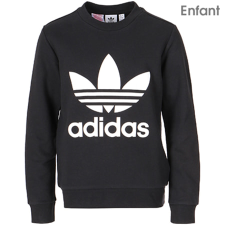 Adidas Originals - Sweat Crewneck Enfant Trefoil CF8569 Noir Blanc