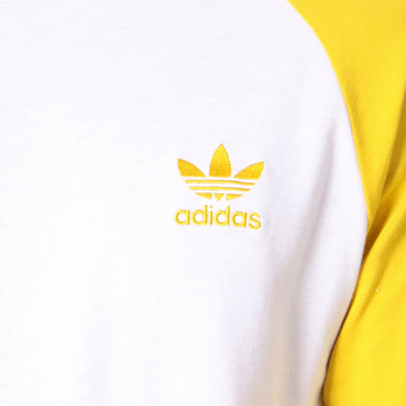 Adidas Originals - Tee Shirt Manches Longues 3 Stripes CW1306 Blanc Jaune