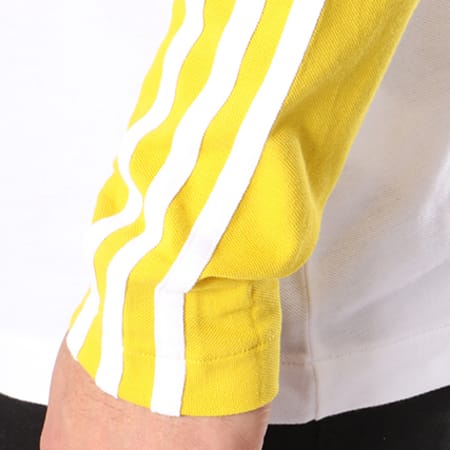 Adidas Originals - Tee Shirt Manches Longues 3 Stripes CW1306 Blanc Jaune