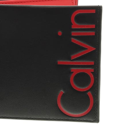 Calvin Klein - Portefeuille Logo Contrast 5 Cc And Coin 3744 Noir Rouge