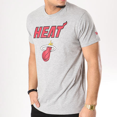 New Era - Tee Shirt Team Logo NBA Miami Heat Gris Chiné
