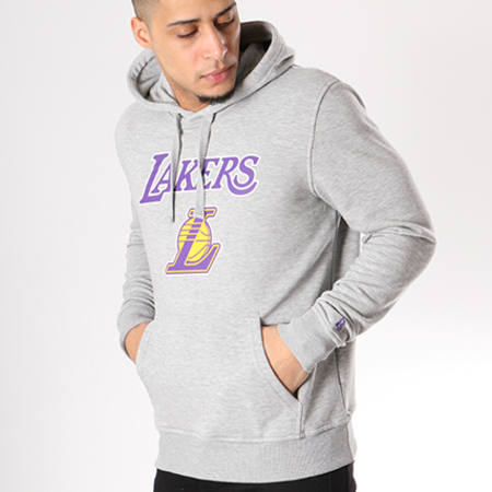 New Era - Sweat Capuche Team Logo NBA Los Angeles Lakers Gris Chiné