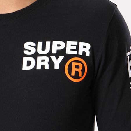 Superdry - Tee Shirt Manches Longues Crew Hyper Noir