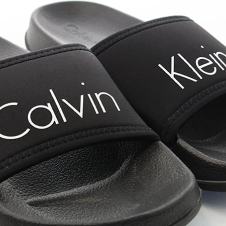 Calvin Klein - Claquettes Femme Slide 0394 Noir Blanc