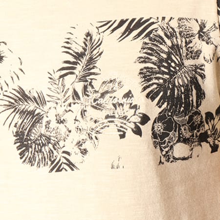Deeluxe - Tee Shirt Skull Palm Floral Beige