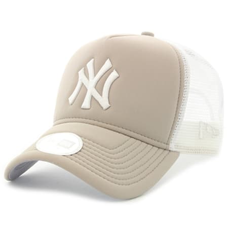 New Era - Casquette Trucker Femme Essential MLB New York Yankees Beige Blanc