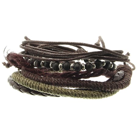 Deeluxe - Lot De 3 Bracelets Apache Noir Marron Vert Kaki