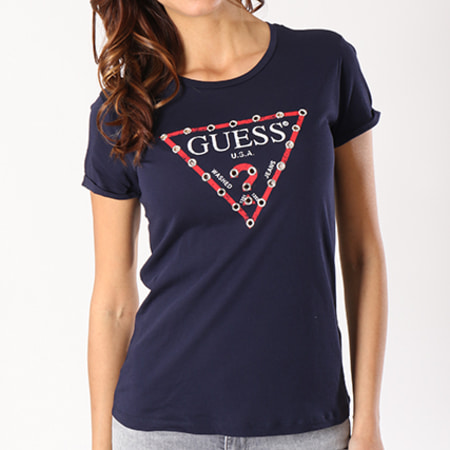Guess - Tee Shirt Femme W82I11-K51R0 Bleu Marine