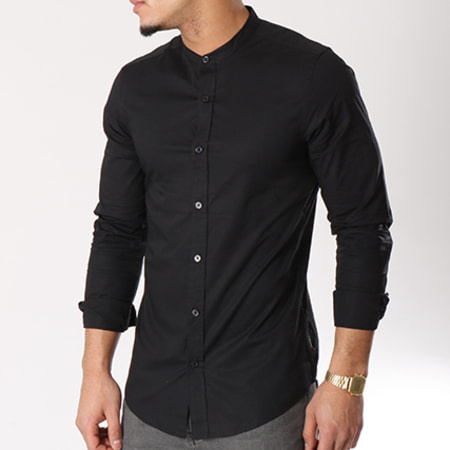 Only And Sons - Chemise Manches Longues Alfredo Manderine Noos Noir
