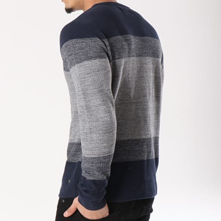 Only And Sons - Pull Lenny Structure Gris Chiné Bleu Marine 