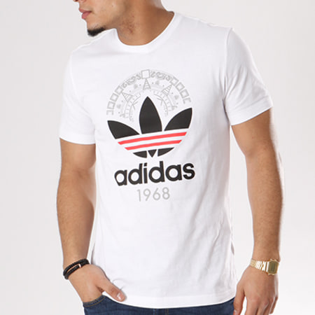 Adidas Originals - Tee Shirt Trefoil CD6827 Blanc Noir Rouge